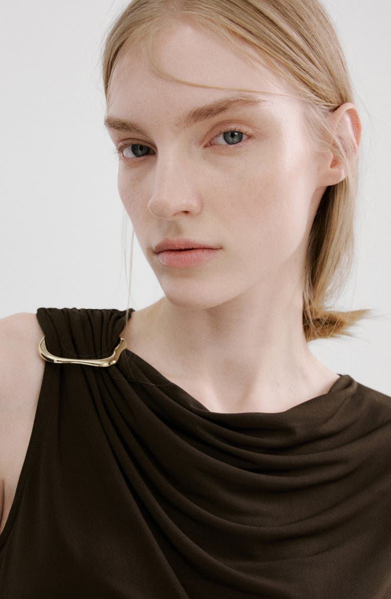 MANGO Metal Detail Asymmetric Top, Alternate, color, Brown