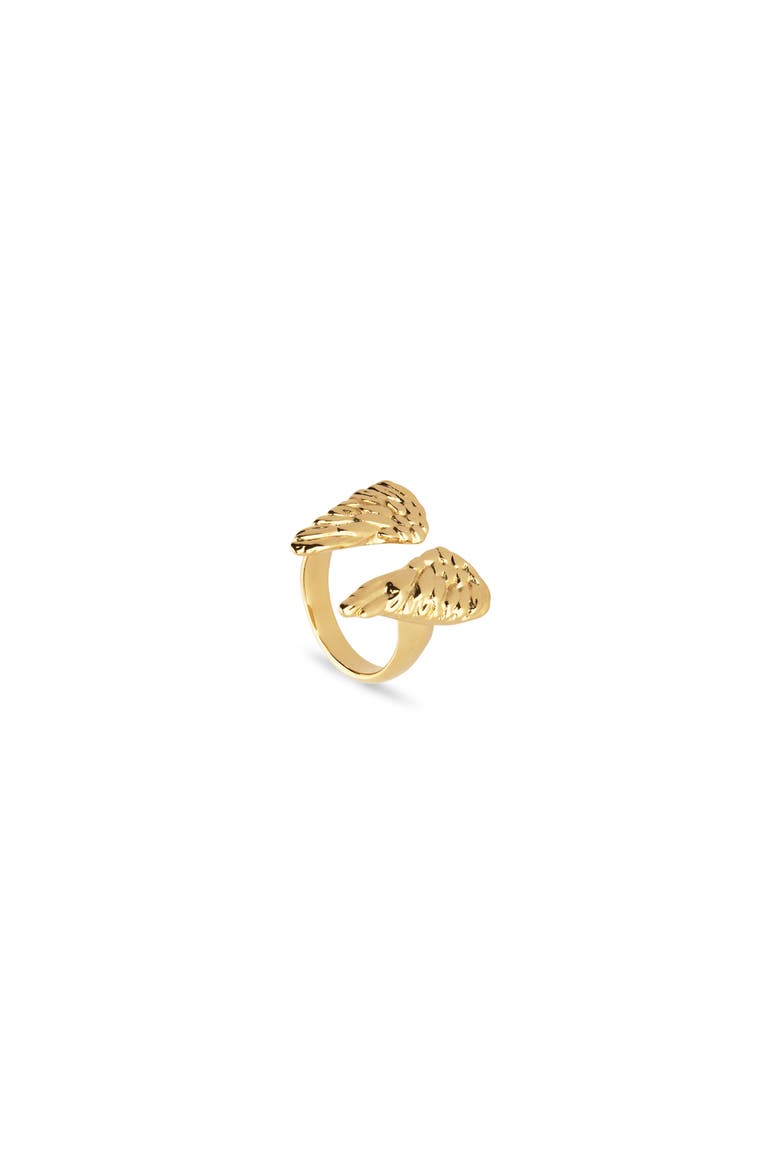 18K Gold-Plated Ring In The Shape Of Wings, Alternate, color, Gold