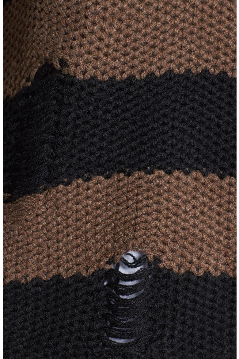 Shredded Stripe Sweater, Alternate, color, BLACK/ OAK