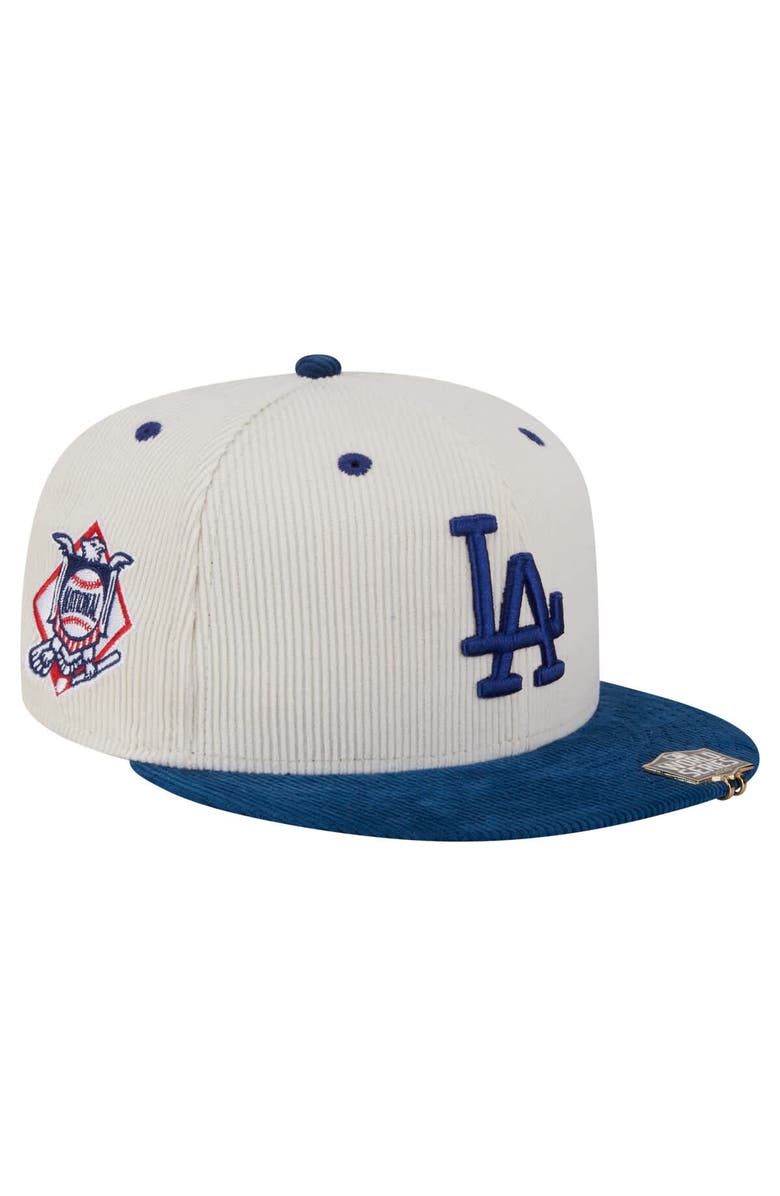New Era Men's New Era Cream/Royal Los Angeles Dodgers Two-Tone Corduroy 59FIFTY Fitted Hat, Main, color, 