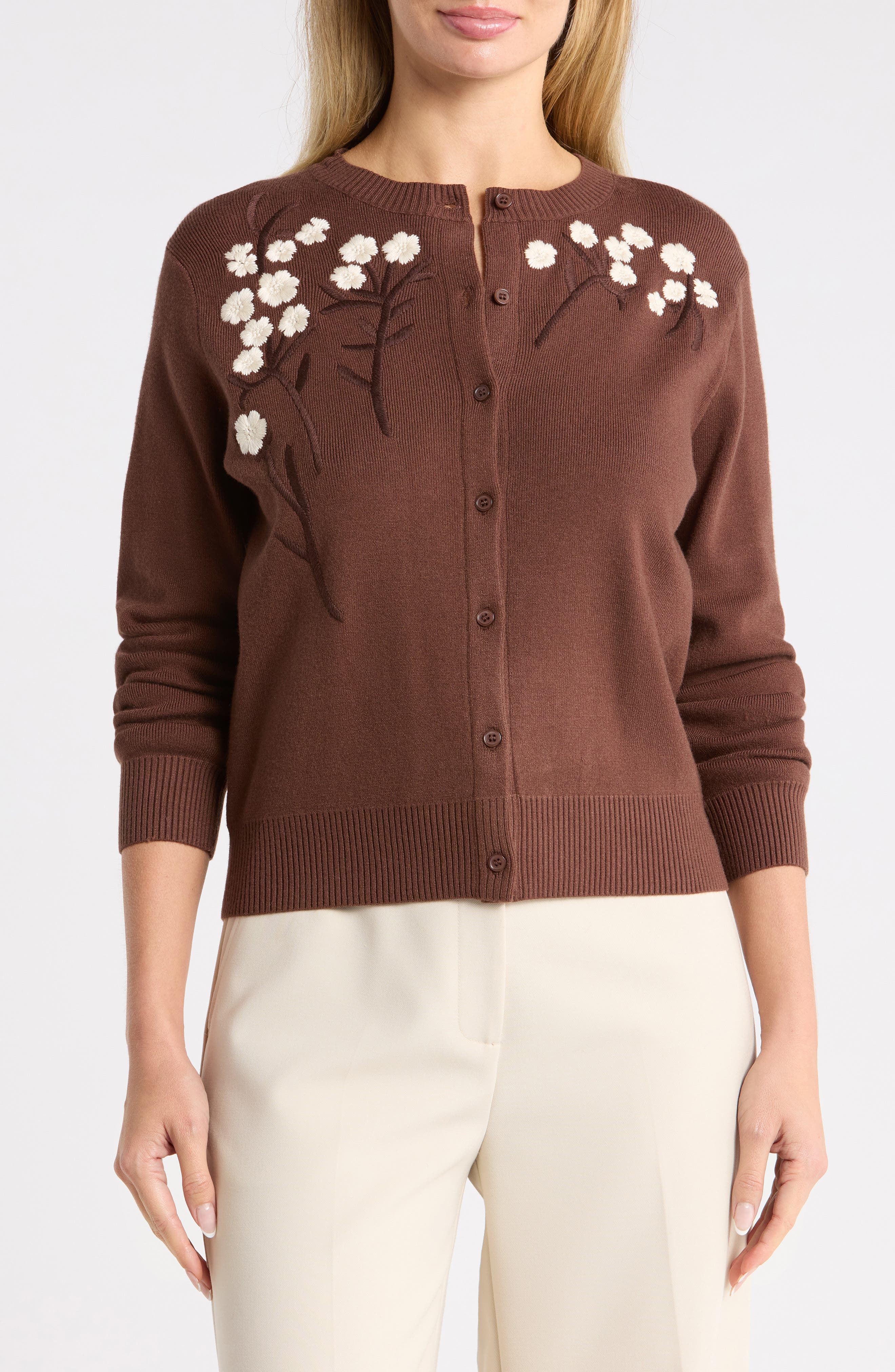 Floral Appliqu Cardigan