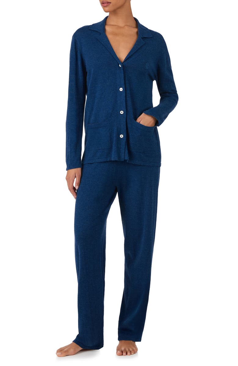Lauren Ralph Lauren Cotton & Cashmere Pajamas, Alternate, color, Navy