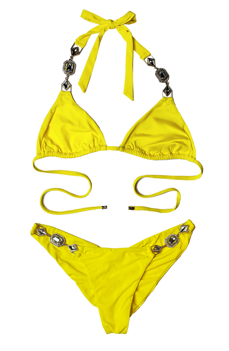 Beach Bunny Swimwear Raja Skimpy Bottom, Alternate, color, Sunshine