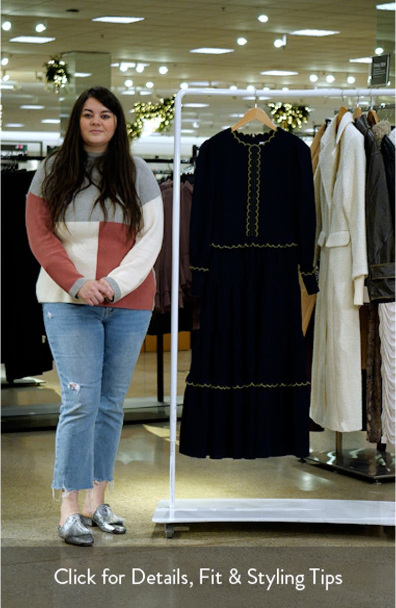 Carly Scallop Long Sleeve Tiered Maxi Dress, sales video thumbnail