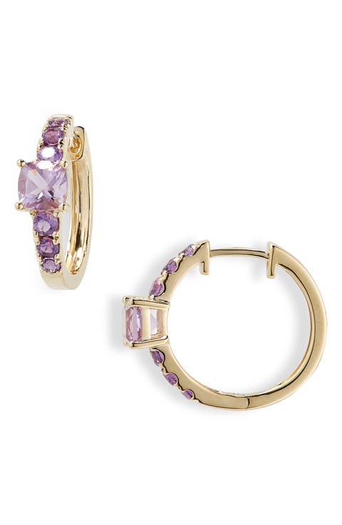 Color Jewel Embellished 14K Gold Hoop Earrings (Online Trunk Show)