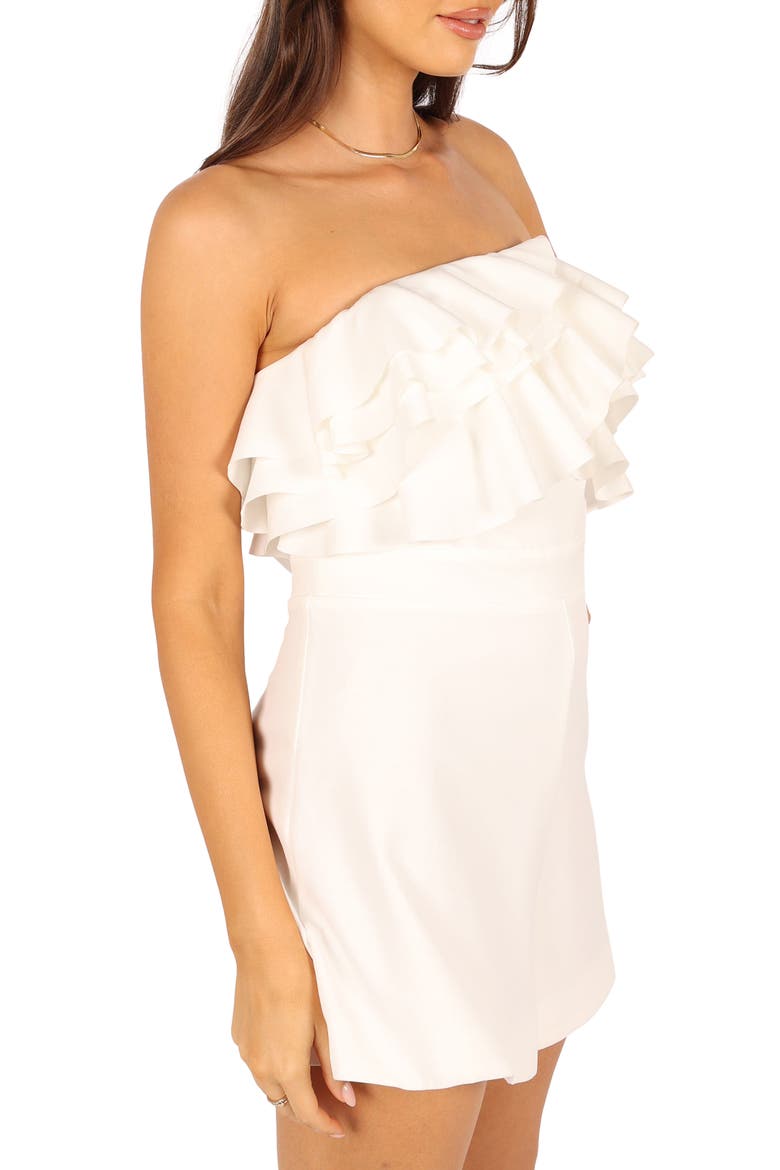 Sookie Ruffle Strapless Romper, Alternate, color, WHITE