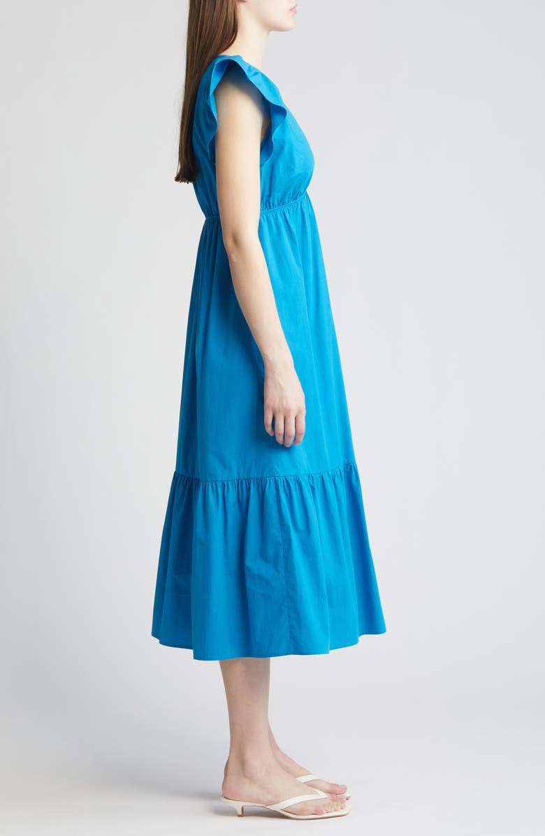 Rails Tina Flutter Sleeve Cotton Blend Midi Dress, Alternate, color, Turkish Tile
