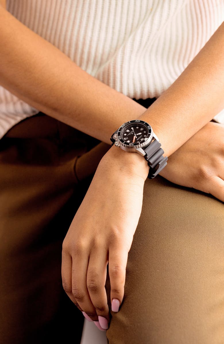 Citizen Promaster Sea Polyurethane Strap Watch, 36.5mm, Alternate, color, Black