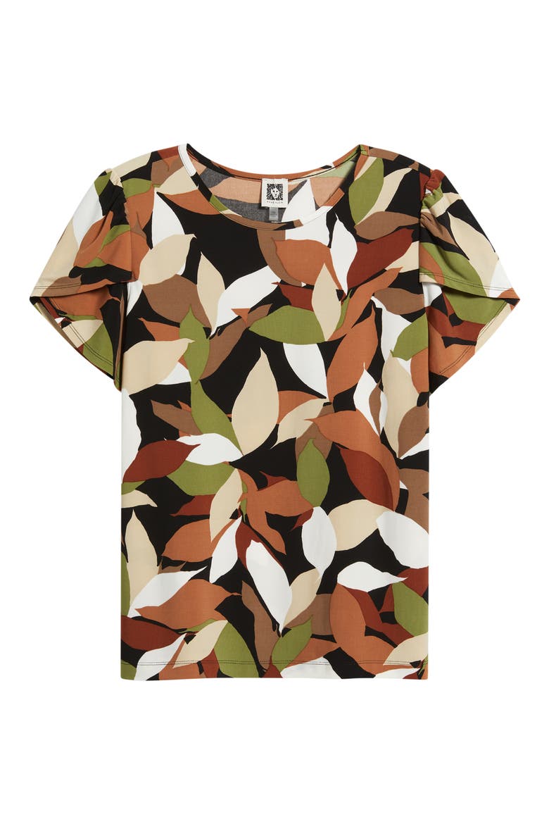 Foliage Print Tulip Sleeve Top, Alternate, color, CEDAR SPC MLT