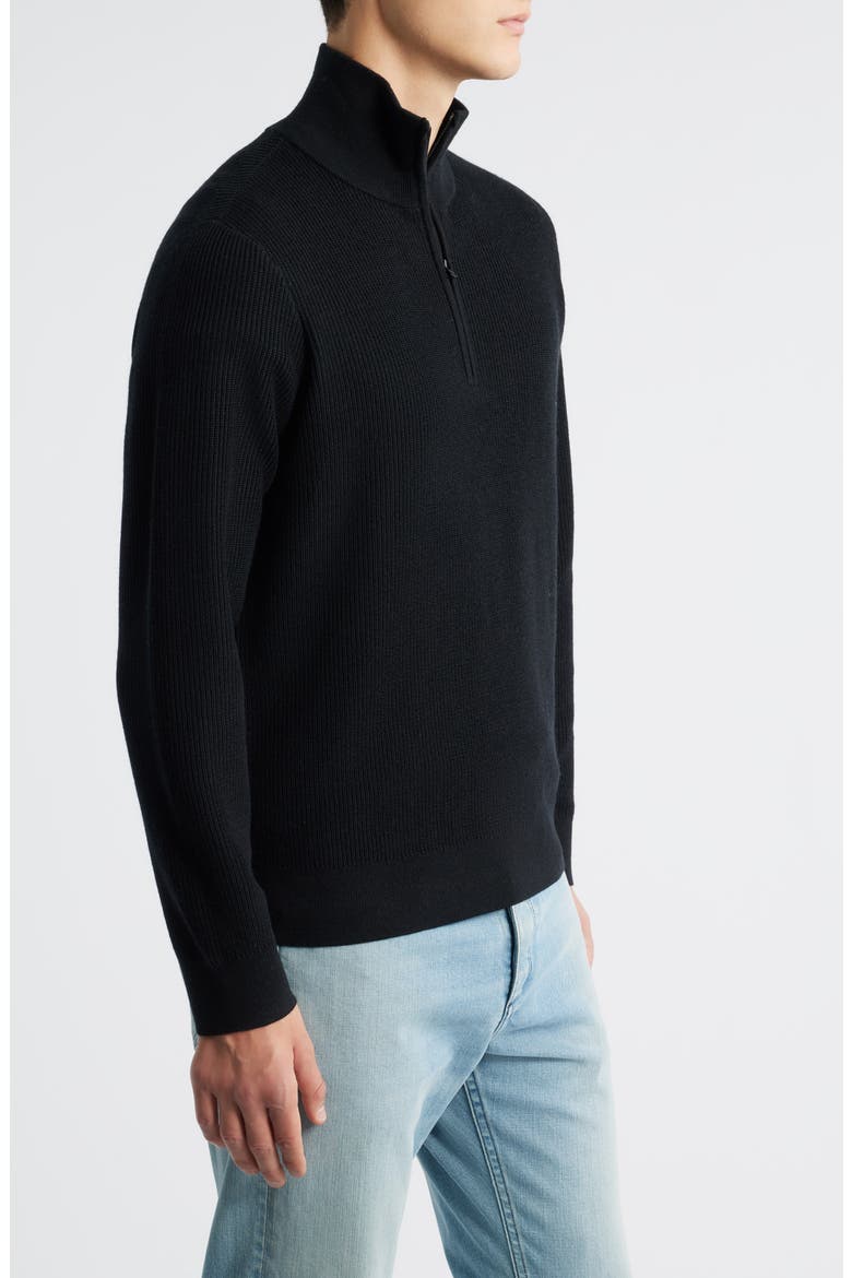 Joel Merino Wool Blend Half Zip Sweater, Alternate, color, BLACK