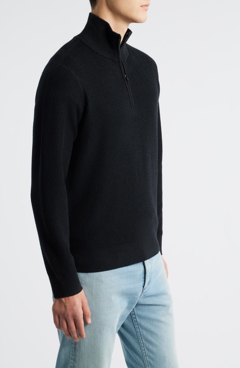 rag & bone Joel Merino Wool Blend Half Zip Sweater, Alternate, color, Black
