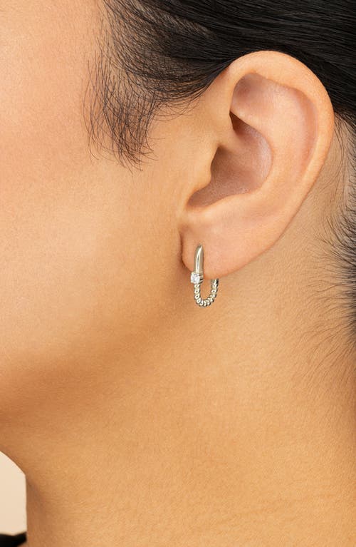 Sterling Forever Anna Textured Cubic Zirconia Oval Hoop Earrings In Metallic