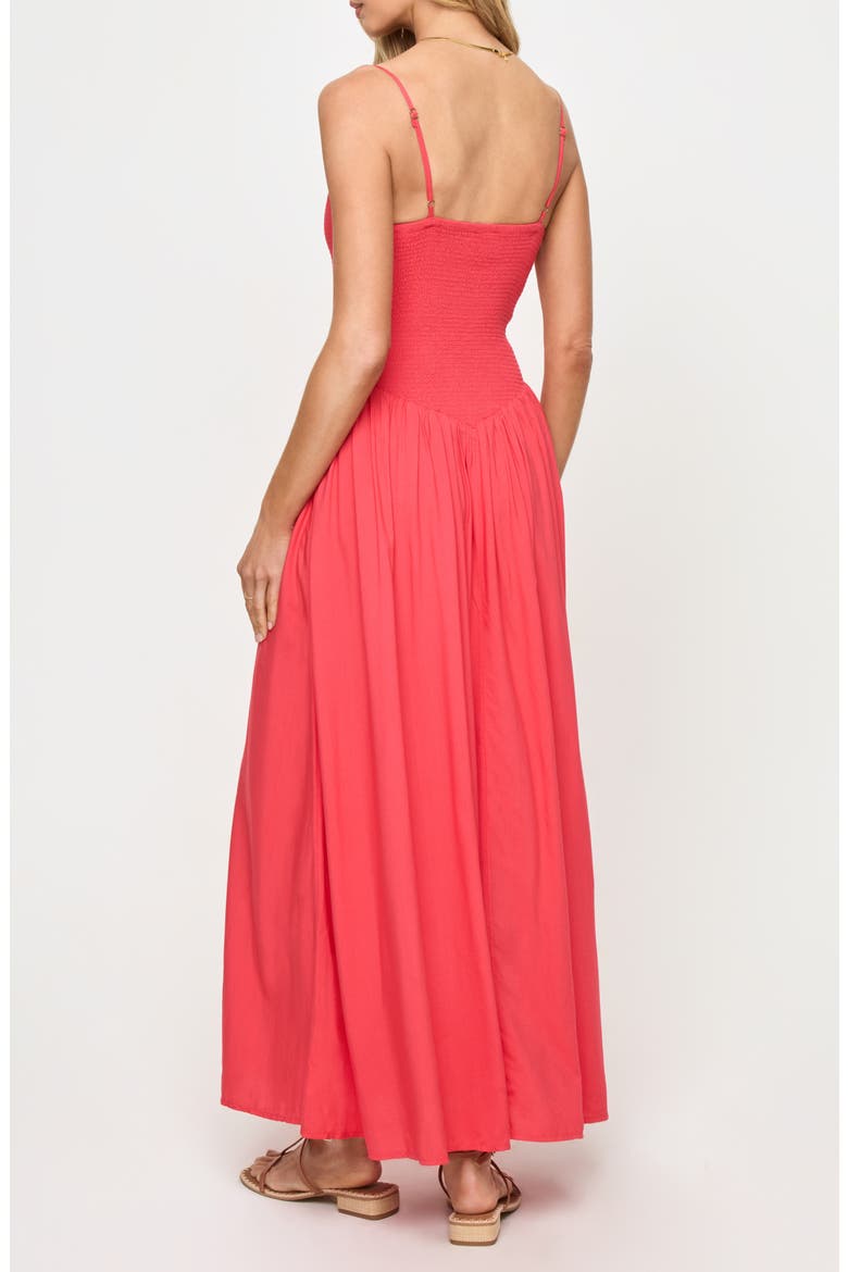 Misha Smocked Bodice Cover-Up Cotton Maxi Dress, Alternate, color, POUT