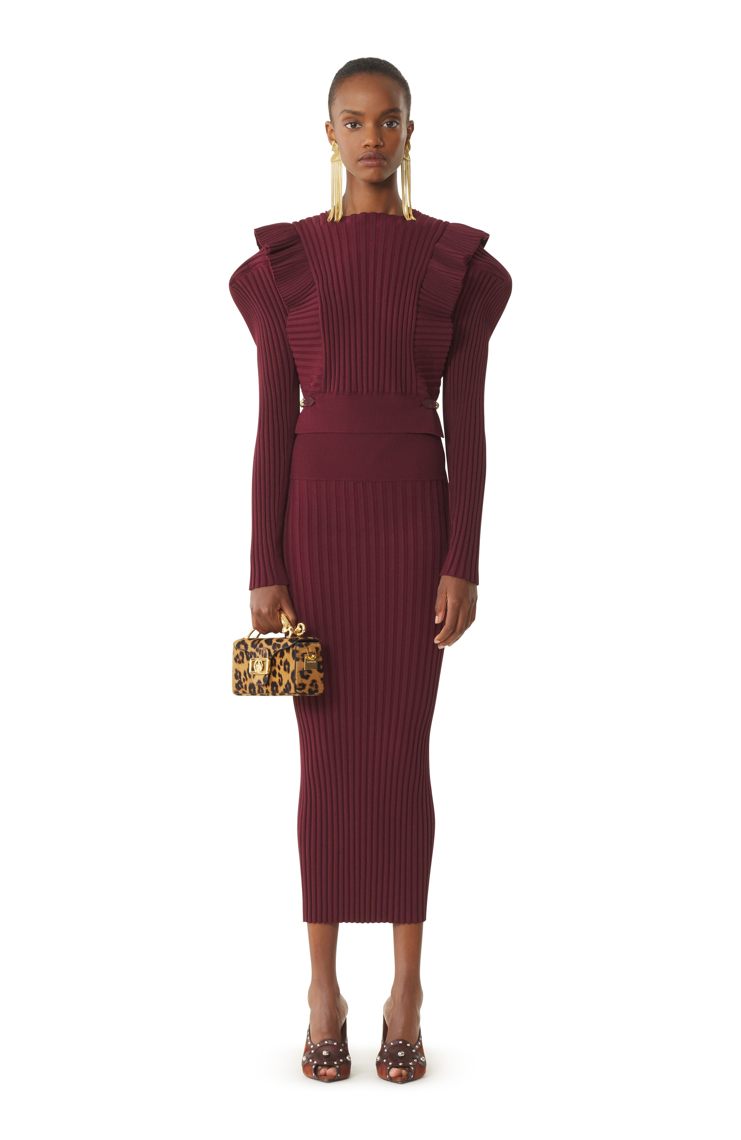 Red Midi Skirt In Viscose