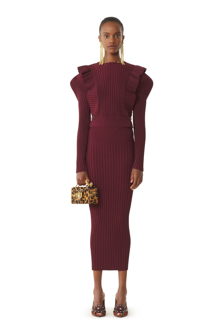 Red Midi Skirt In Viscose, Main, color, Red