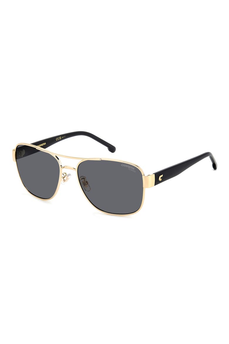 Carrera 3042/S 58mm Polarized Rectangular Sunglasses, Alternate, color, GOLD/BLACK