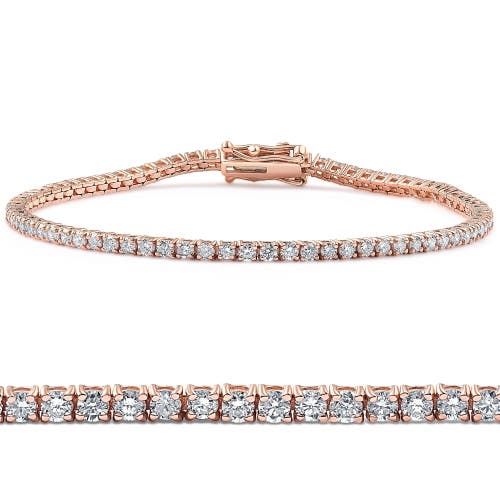 Bliss Diamond 3 Ct Lab Grown Diamond Tennis Bracelet 7" 14k Gold In 14k Rose Gold