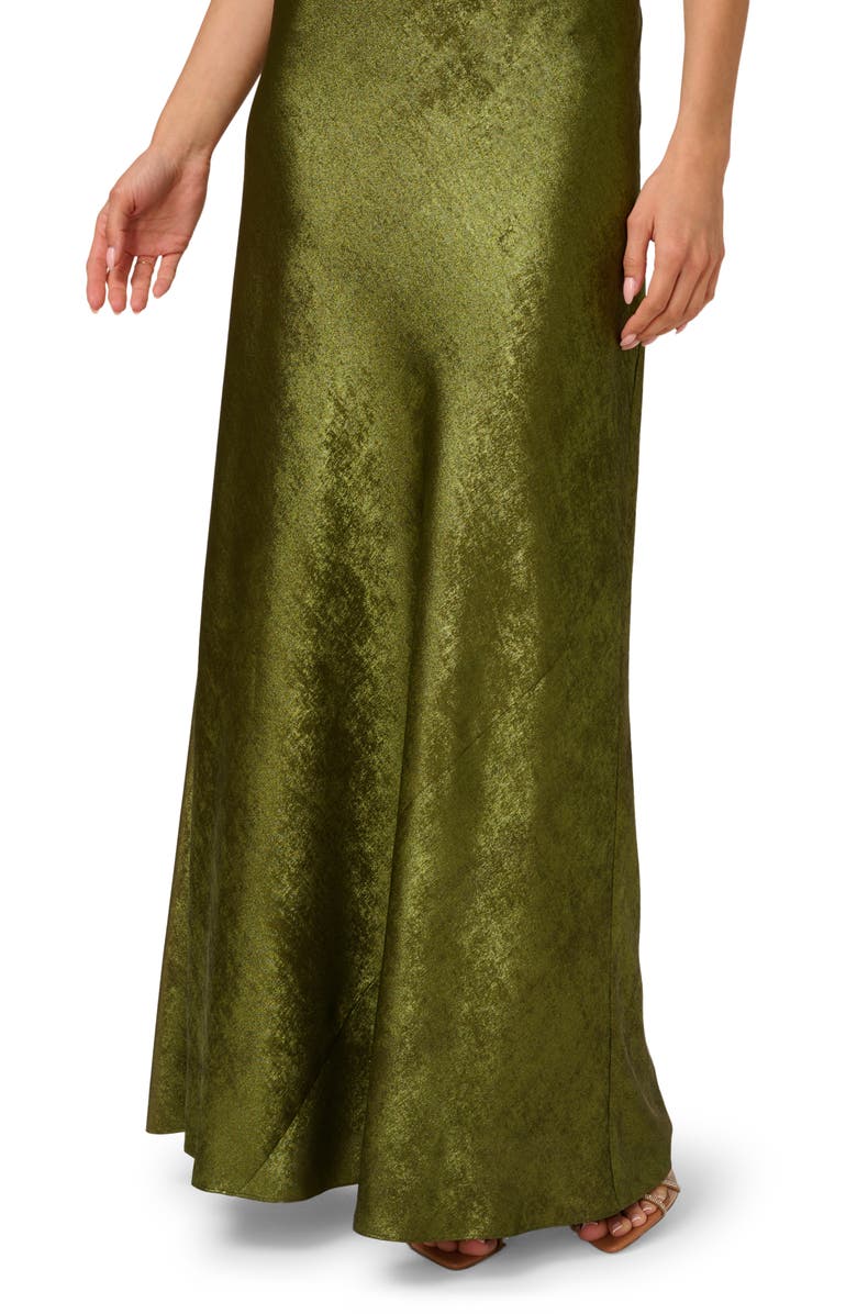 Adrianna Papell Cowl Neck Foil Gown, Alternate, color, Dark Olive