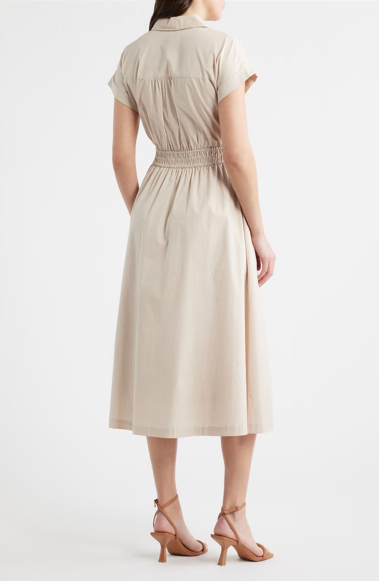 ZOE AND CLAIRE Tie Waist Midi Shirtdress, Alternate, color, Light Khaki