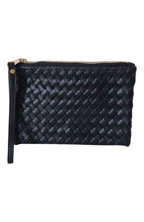 Woven Leather-Flat Zip Pouch