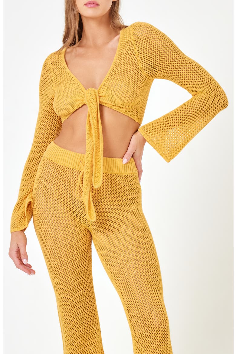 Los Cabos Open Stitch Cover-Up Crop Top, Main, color, SUNSHINE
