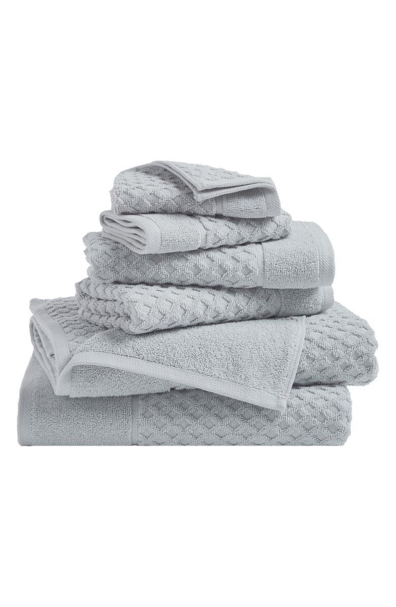 Woven & Weft Diamond Textured 6-Piece Towel Set, Main, color, Light Grey