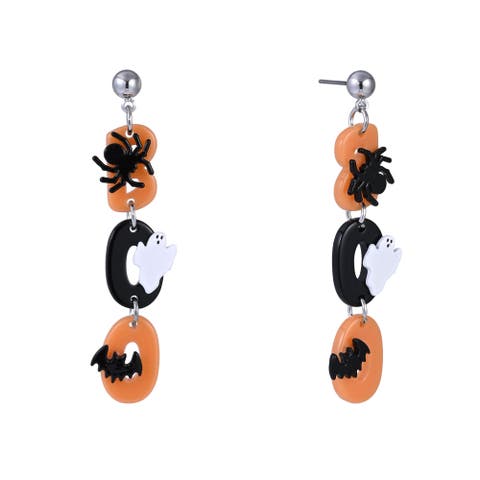 Halloween Black and Orange Boo Earrings