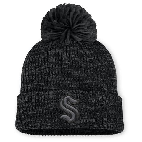 Women
s Fanatics Black Seattle Kraken Authentic Pro Road Cuffed Knit Hat with Pom