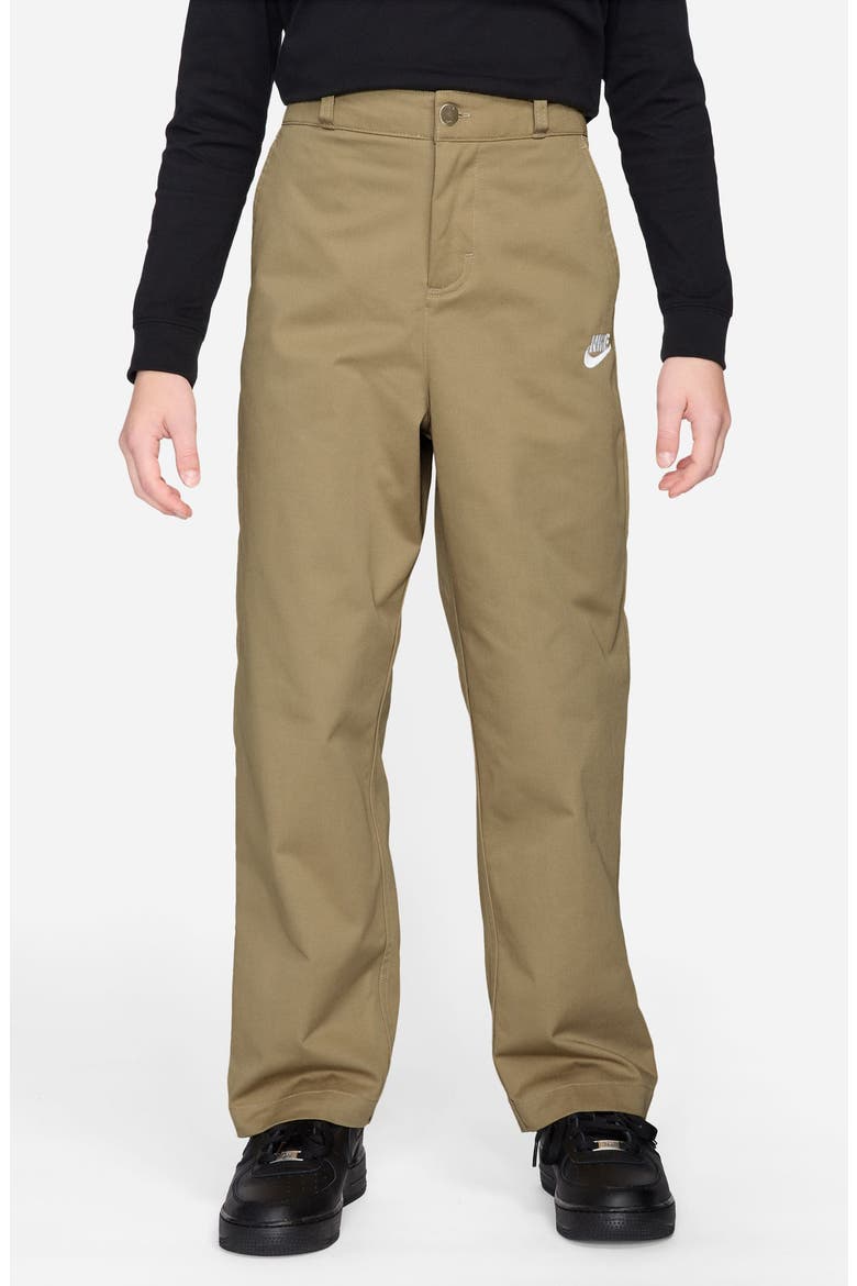 Kids' Sportswear Club Slim Fit Pants, Main, color, PARACHUTE BEIGE/ WHITE