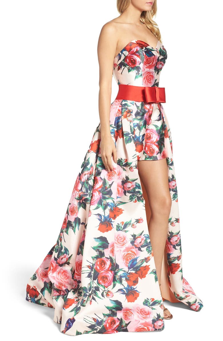 Mac Duggal Strapless Romper with Detachable Ball Skirt, Alternate, color,