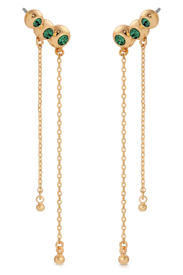 Deco Crystal Hanging Chain Drop Earrings, Alternate, color, GREEN