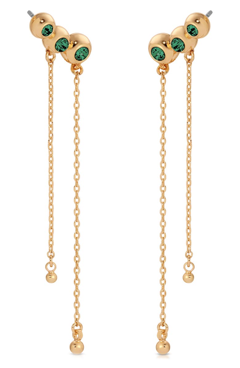 Ettika Deco Crystal Hanging Chain Drop Earrings, Alternate, color, Green