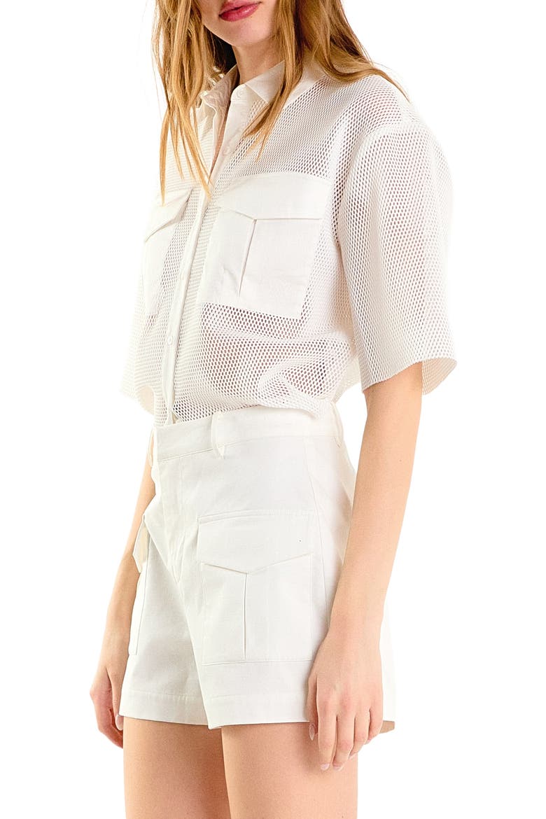 Pocket Mesh Shirt, Alternate, color, WHITE