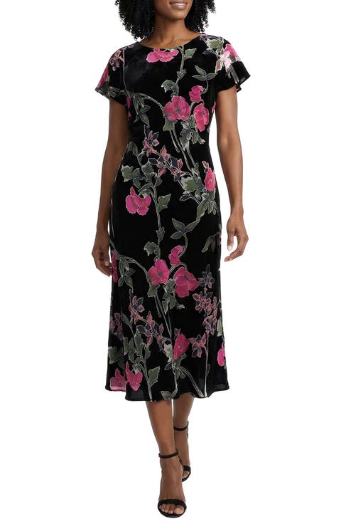 Burnout Velvet Midi Dress