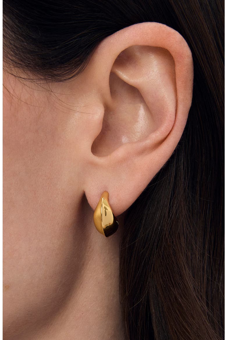 Tao Huggie Hoop Earrings, Alternate, color, GOLD