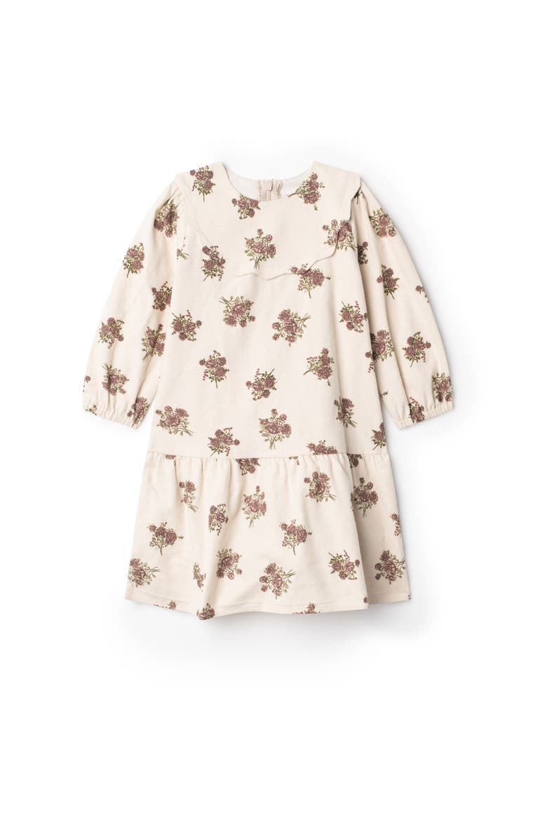 Posie & Pistachio Printed Woven Dress with Invisible Zipper, Main, color, Beige/Burgundy Floral