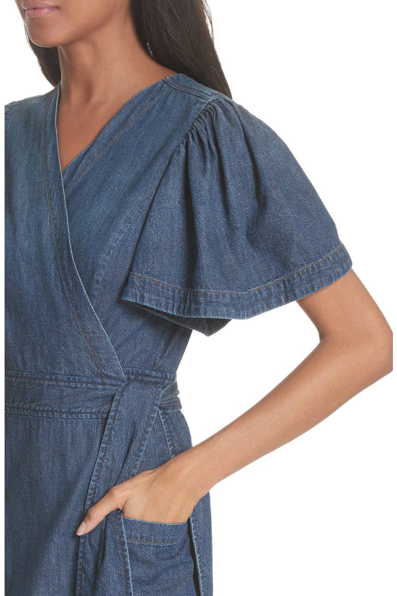 Denim Wrap Dress, Alternate, color, AVIGNON WASH