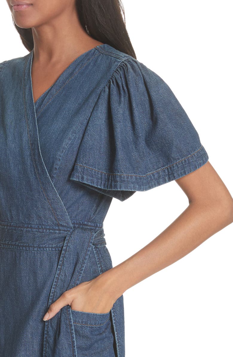La Vie Rebecca Taylor Denim Wrap Dress, Alternate, color, 