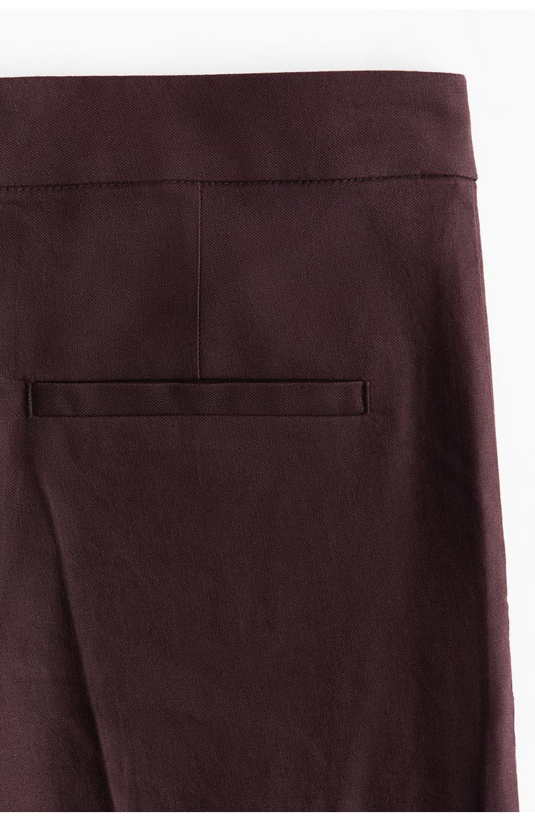 H&M Linen-blend Tailored Trousers, Alternate, color, Dark Brown