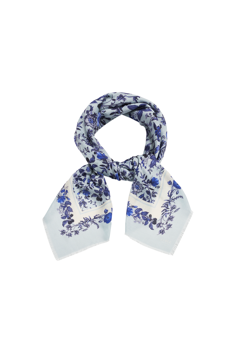 Ditsy Blue Folk Square Scarf, Alternate, color, Blue Hues