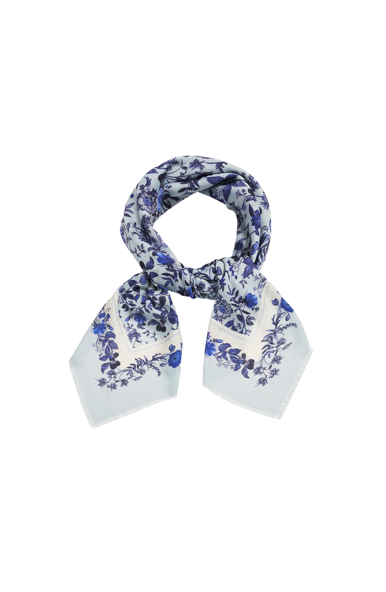 Fable England Ditsy Blue Folk Square Scarf, Alternate, color, Blue Hues
