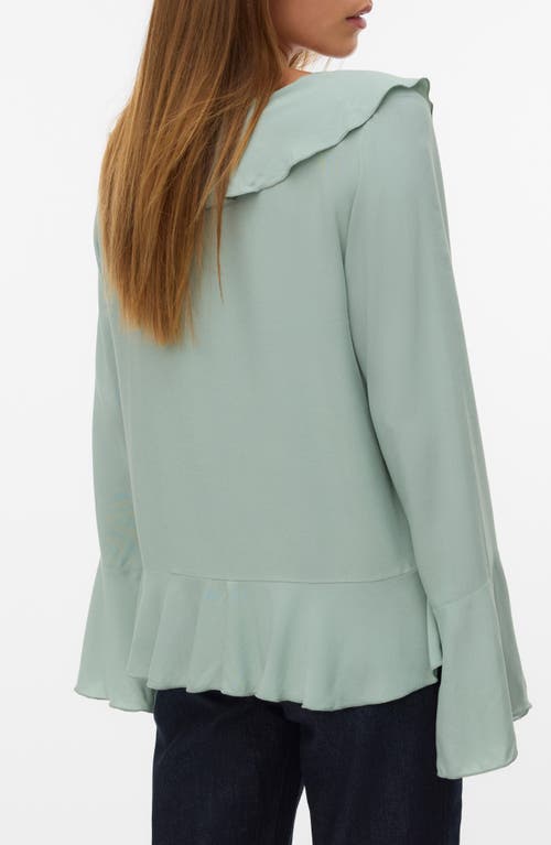 Vero Moda Merry Ruffle Frill Top In Green