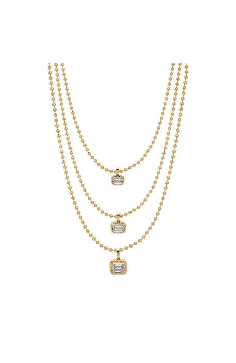 BY ADINA EDEN Lab Grown Diamond Emerald Beaded Bezel Ball Link Necklace 14K, Alternate, color, 14K Gold - 1 Carat