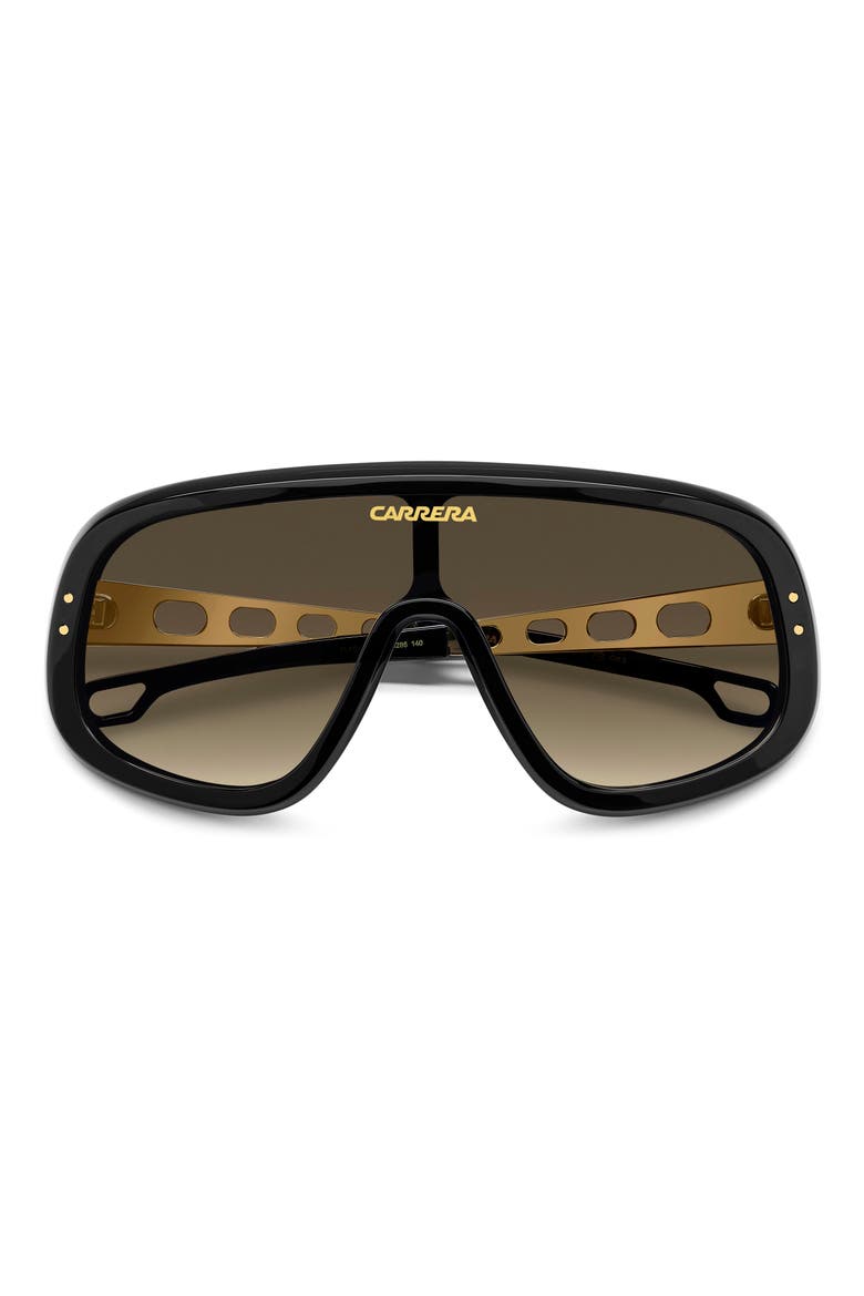 99mm FLAGLAB 17 99mm Shield Sunglasses, Main, color, BLACK GOLD/ BROWN GREEN