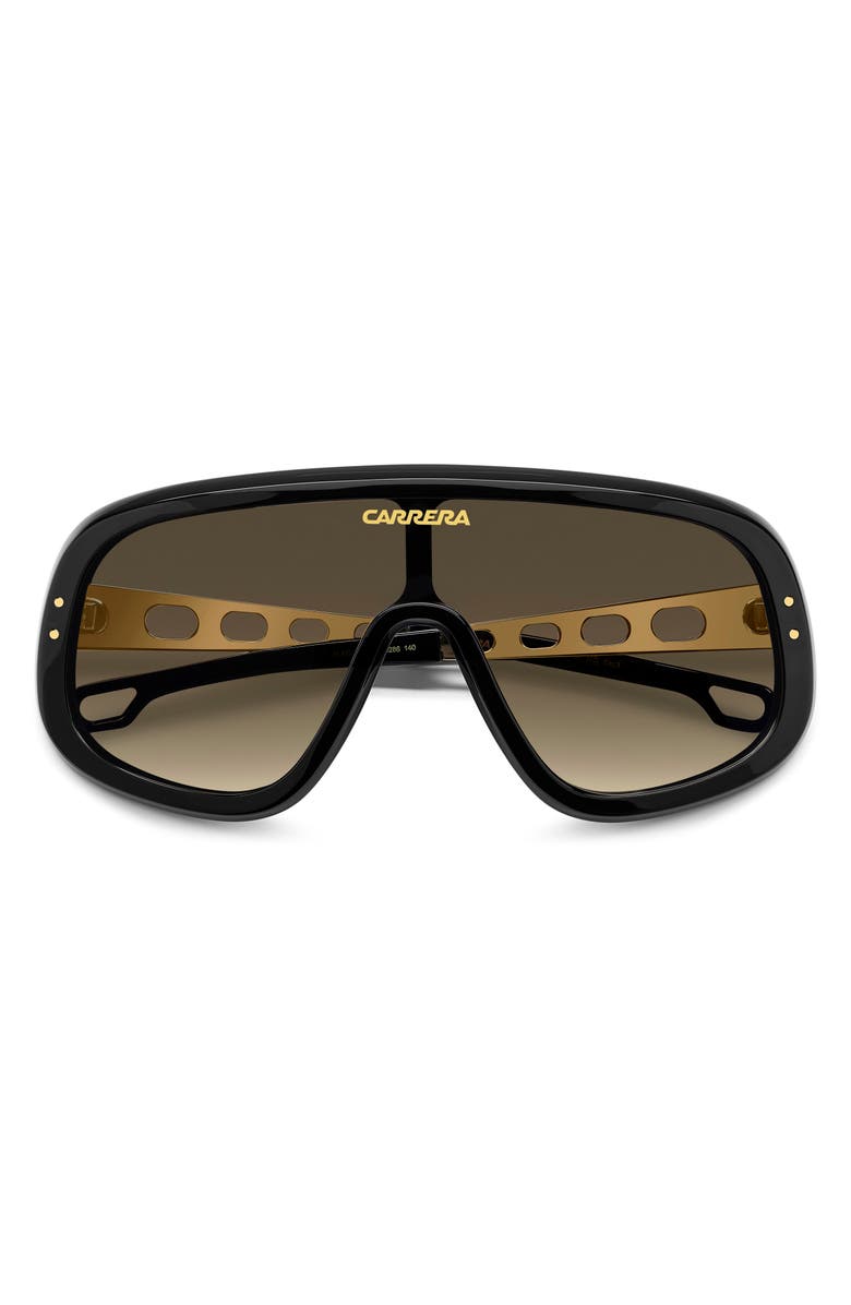 Carrera Eyewear 99mm FLAGLAB 17 99mm Shield Sunglasses, Main, color, Black Gold/ Brown Green
