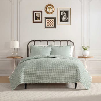 Gracies Gingham Cotton Quilt & Sham Set