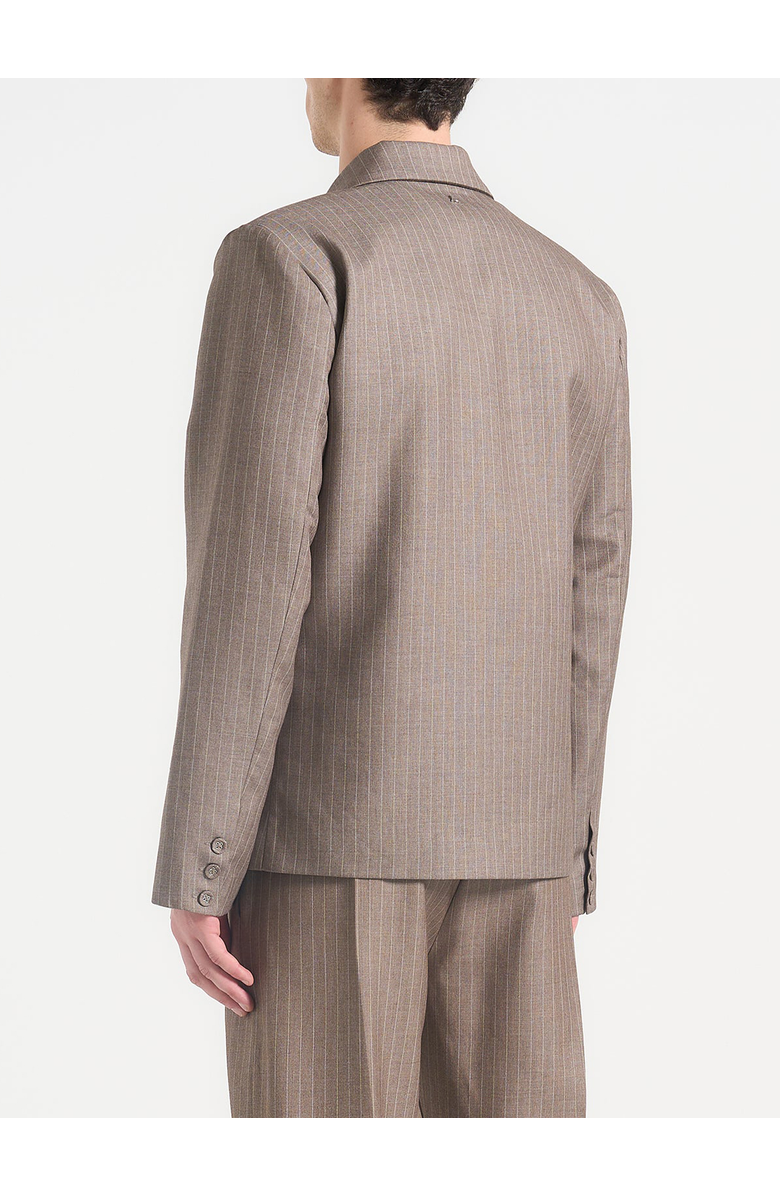 Manière De Voir Didier Double Breasted Pinstripe Suit Jacket, Alternate, color, Taupe