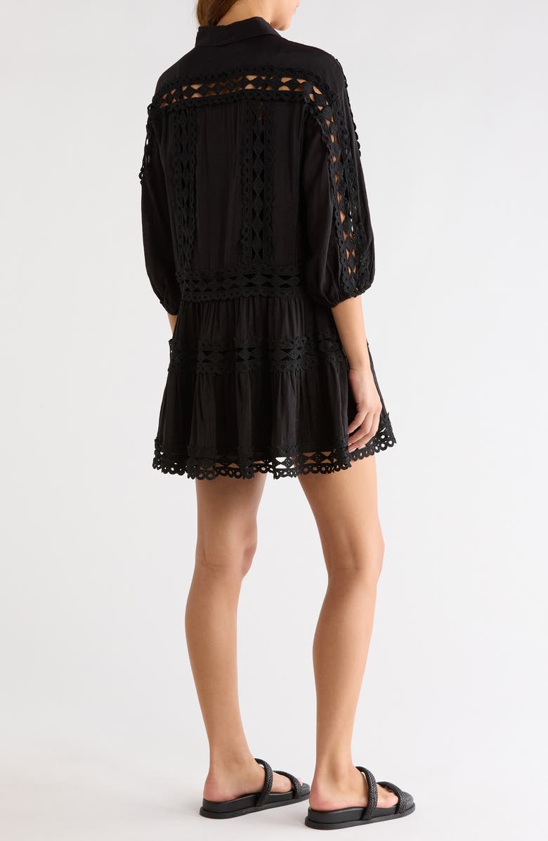Elan Lace Trim Cover-Up Dress, Alternate, color, Black