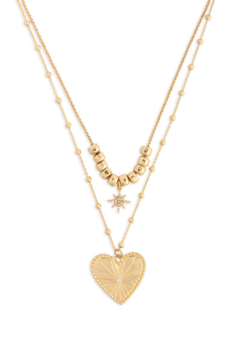 Charm Layered Necklace, Main, color, GOLD