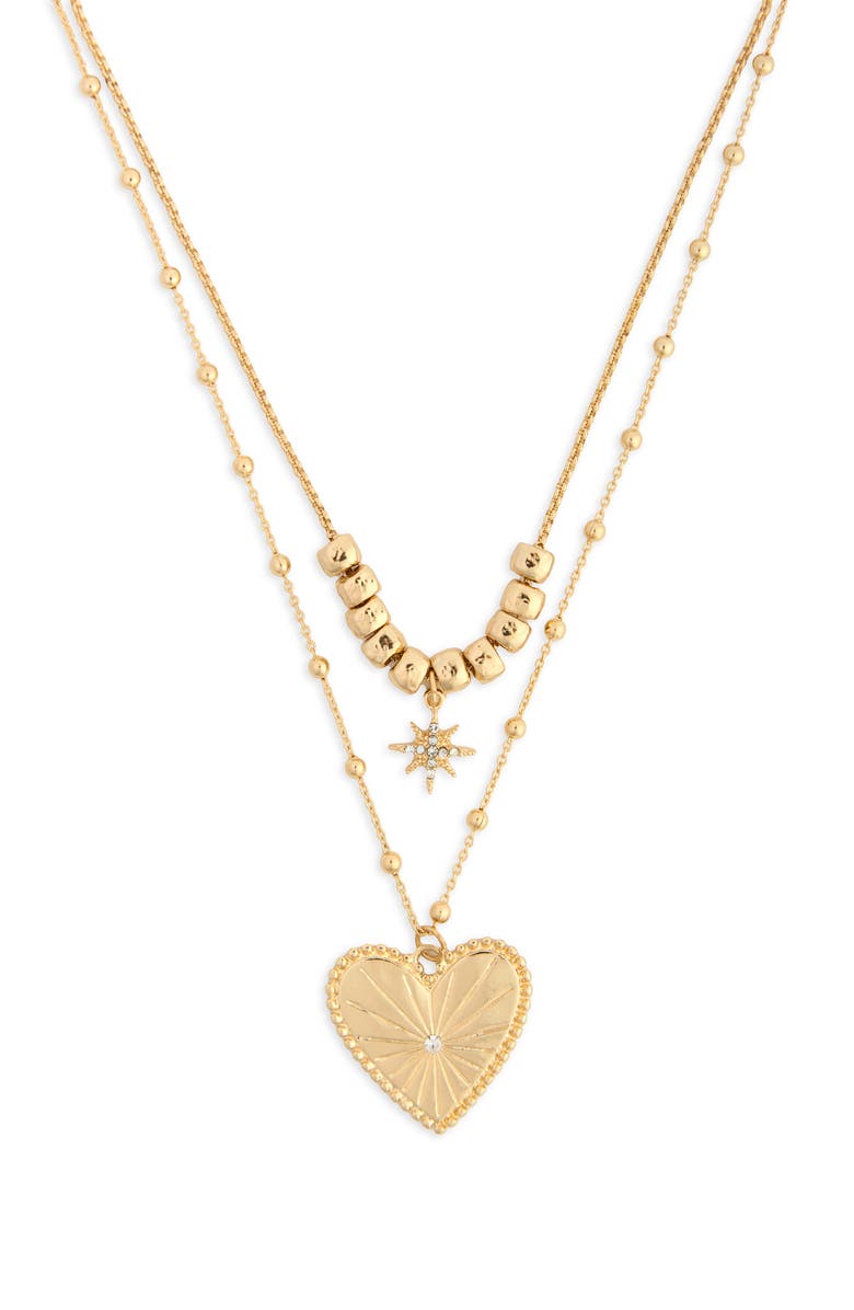 SAACHI Charm Layered Necklace, Main, color, Gold